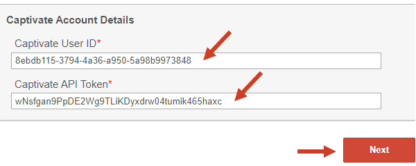 Captivate verify API Key