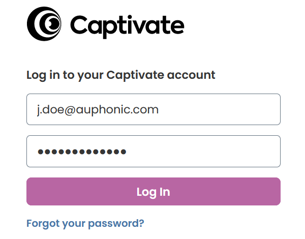 Captivate login page